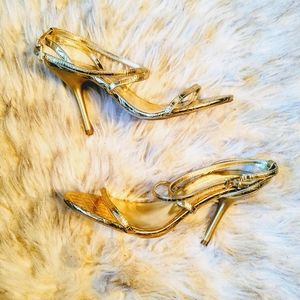 💛 Splash Gold Strappy Heeled Sandal 💛